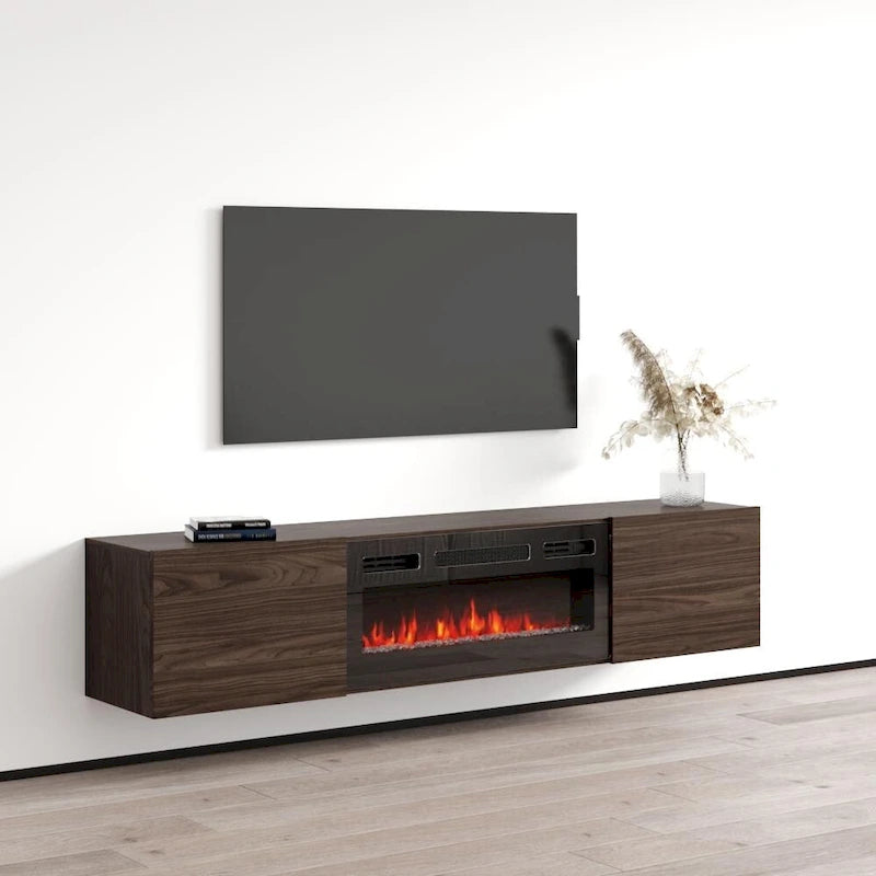 Meuble TV flottant avec cheminée