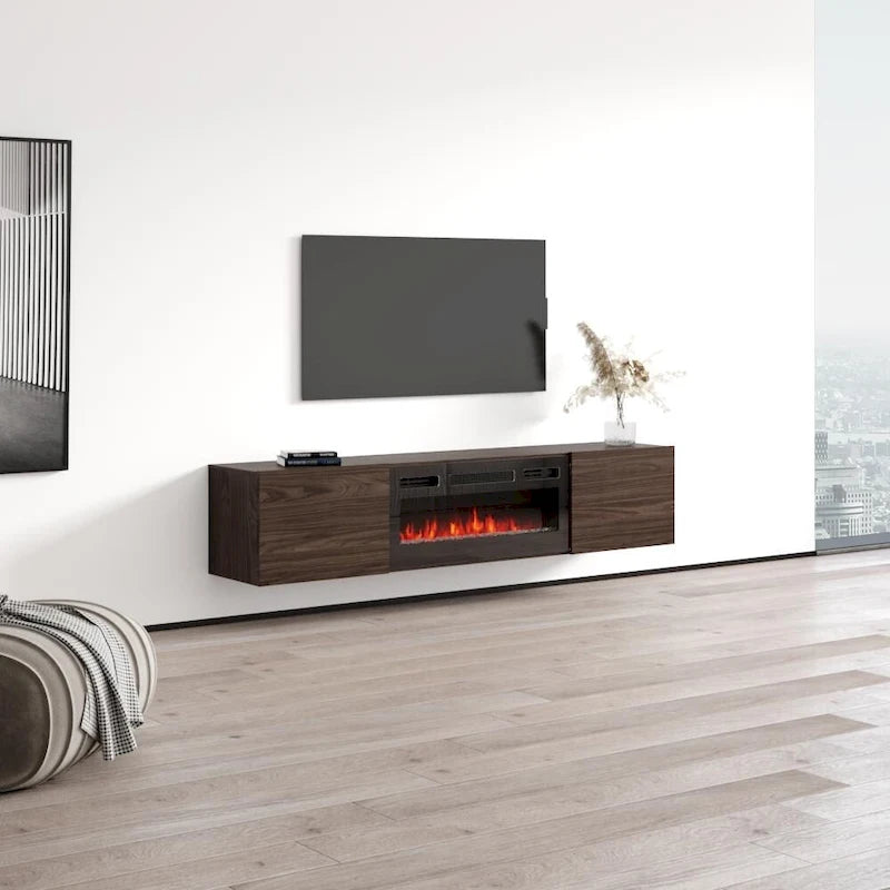 Meuble TV flottant avec cheminée