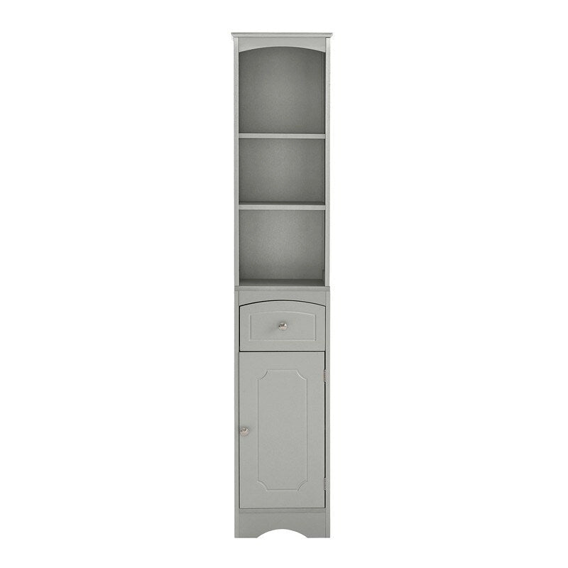 Meuble de Rangement pour Salle de Bain de 170 cm de Hauteur, Meuble Autoportant avec Tiroir, Porte et Étagères Réglables
