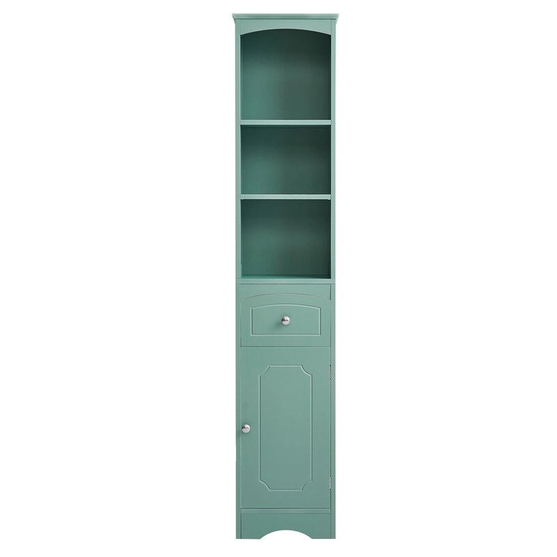 Meuble de Rangement pour Salle de Bain de 170 cm de Hauteur, Meuble Autoportant avec Tiroir, Porte et Étagères Réglables