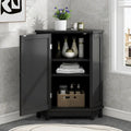 Grondin Modern Style Wooden Triangle Corner Accent Storage Cabinet with Interior Adjustable Shelves for Living Room Bathroom