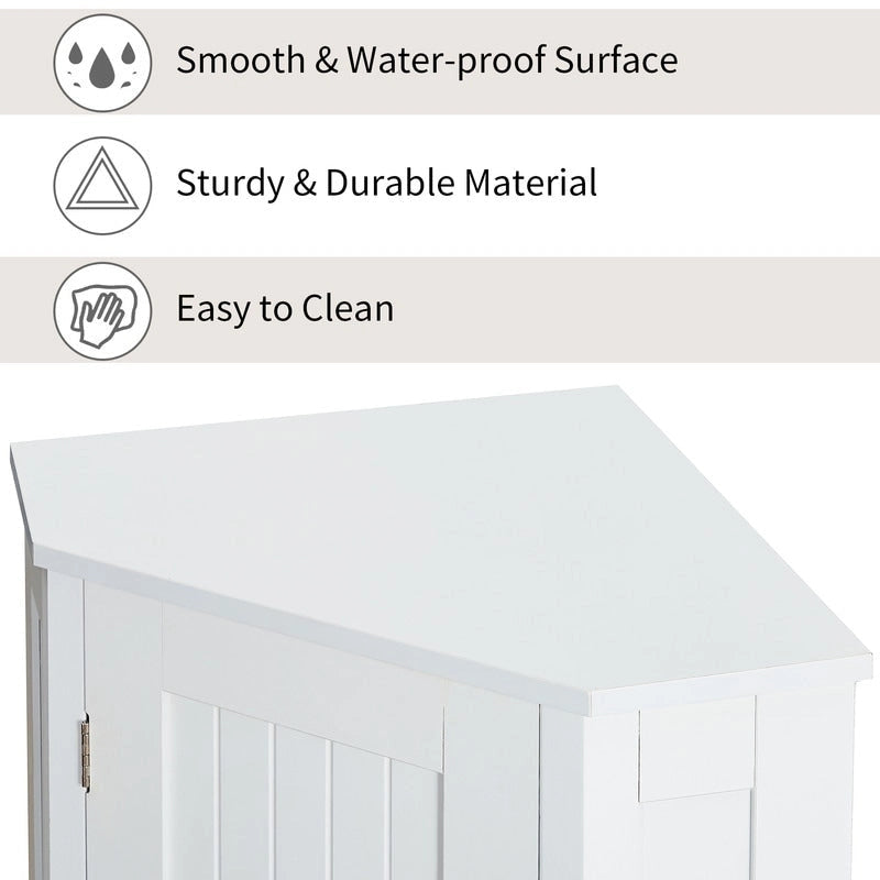 Meuble d'angle triangulaire moderne en bois avec étagères intérieures réglables pour salon ou salle de bain