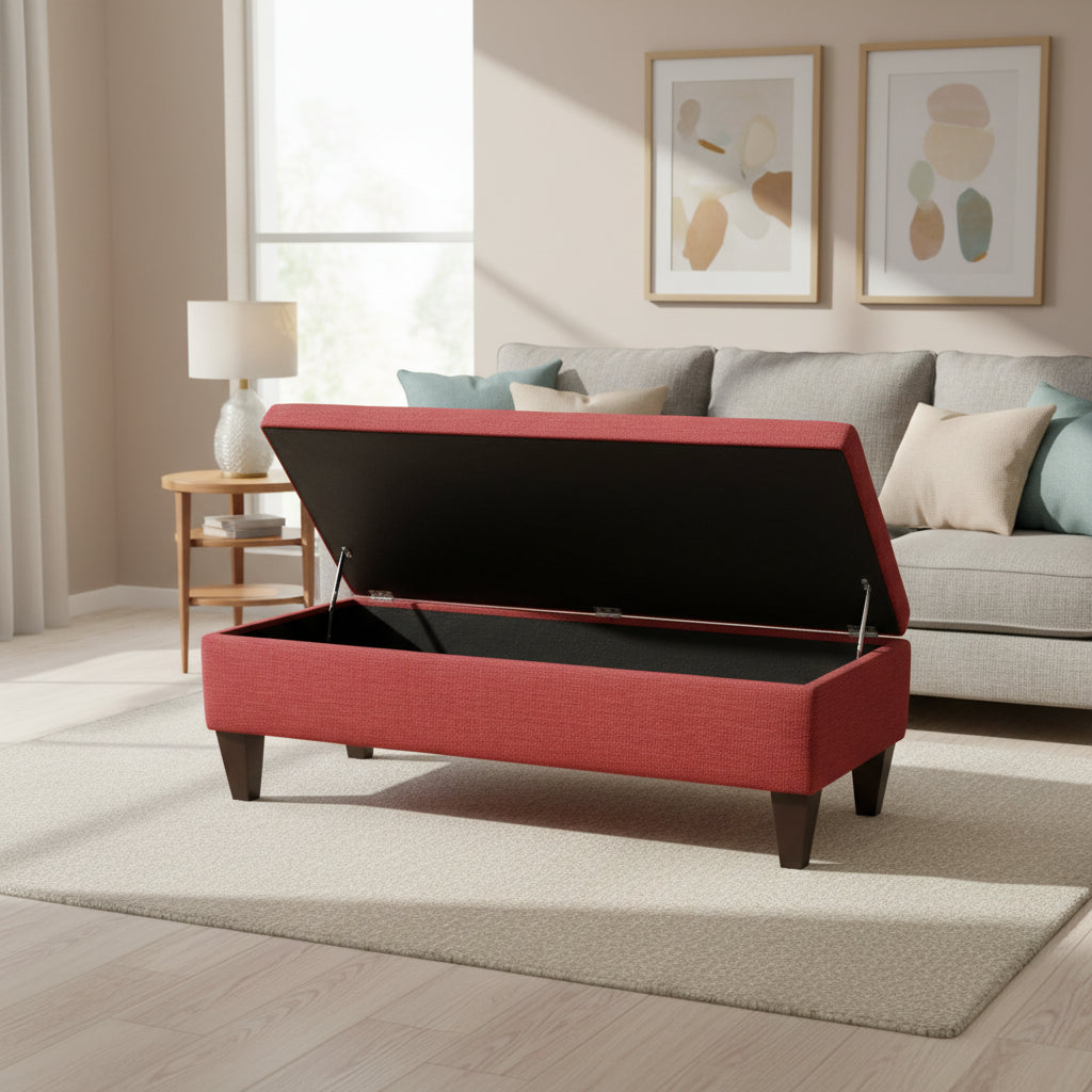 MJL Furniture 'Brooke 10' Solid-colored Fabric/Wood Button-tufted Long Storage Bench