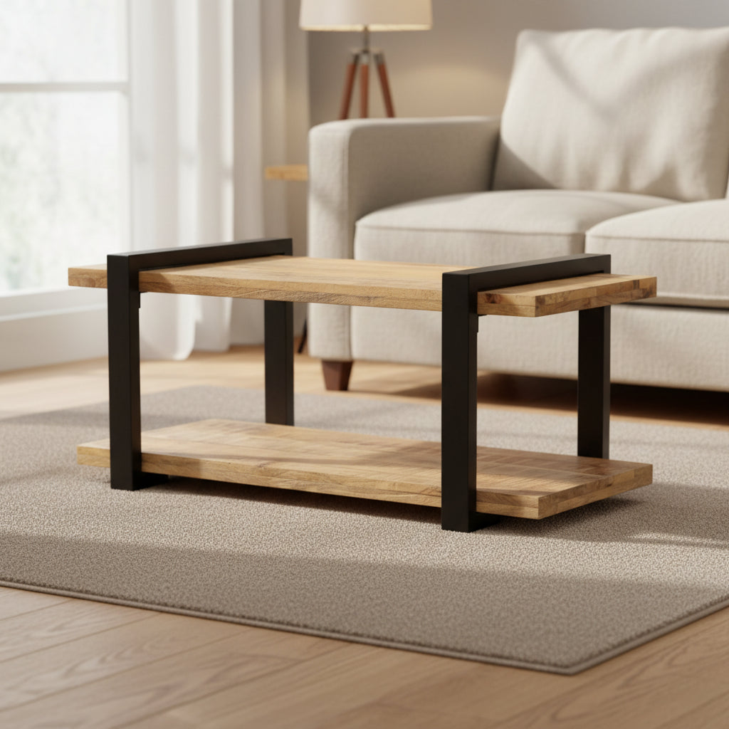 vidaXL TV Stand 35.4x15.7x15.7 Rough Mango Wood